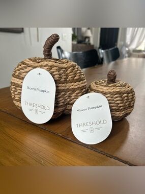 NWT Threshold Woven Rope Pumpkins - Natural Brown